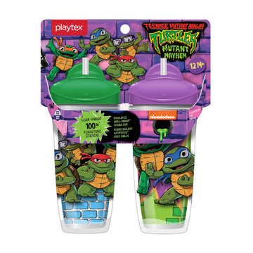 Playtex Baby Sipsters Stage 3 Straw Cups, Spill-Proof, Leak-Proof, Insulated - Teenage Mutant Ninja Turtles 3D Graphics, 9 Oz, 2