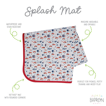 Bapronbaby Be Brave Firefighter Splash Mat - Waterproof Catch-All For Under High Chairs, Floors, Tables, Playtime Or Arts & Craf