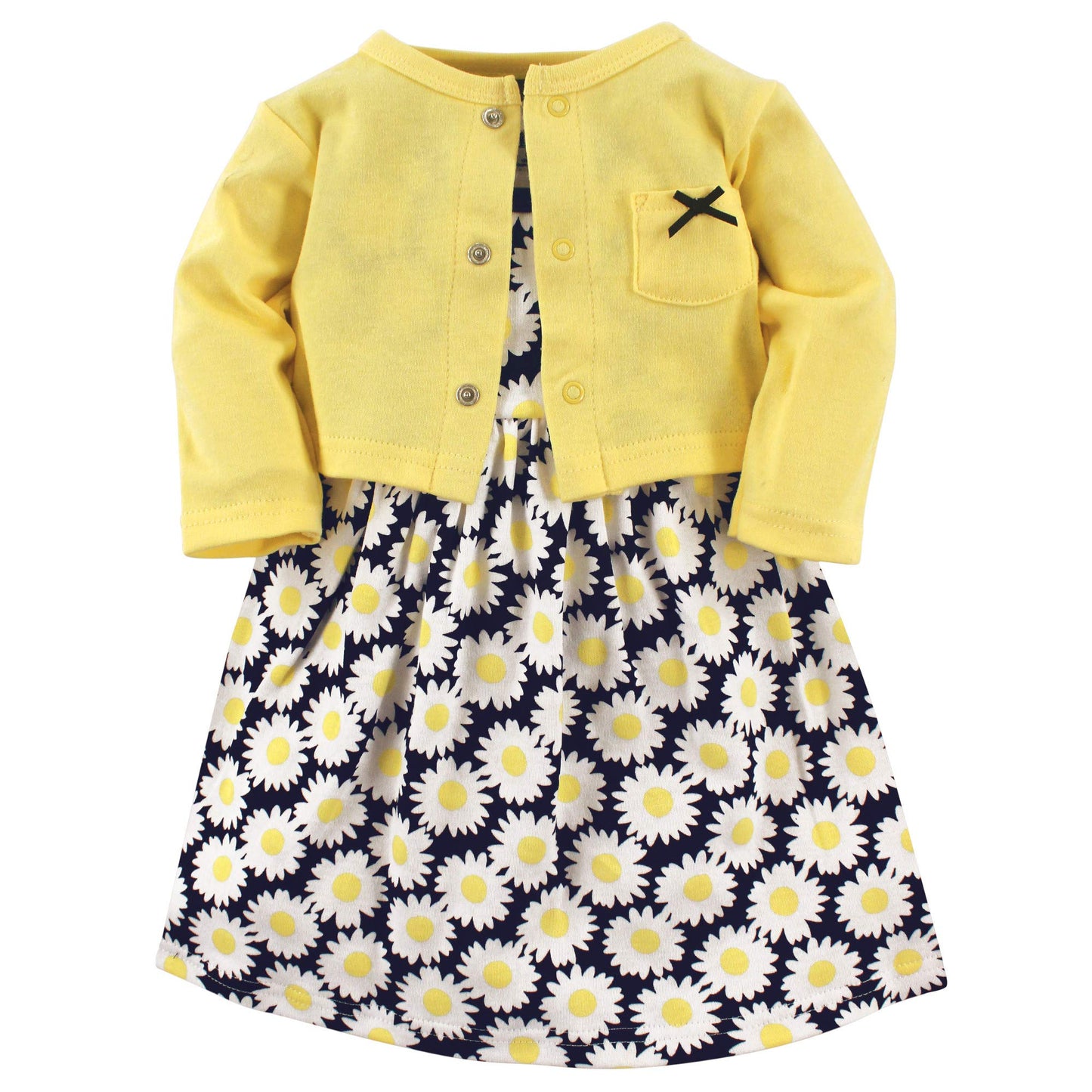 Hudson Baby Baby Girls Cotton And Cardigan Set Casual Dress, Daisy, 2T Us