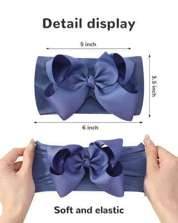 Doboi Baby Girl Headband - 12Pcs Nylon Hair Accessories With Big Ribbon Bows, Soft Lightweight Headbands For Baby Girls Infant N