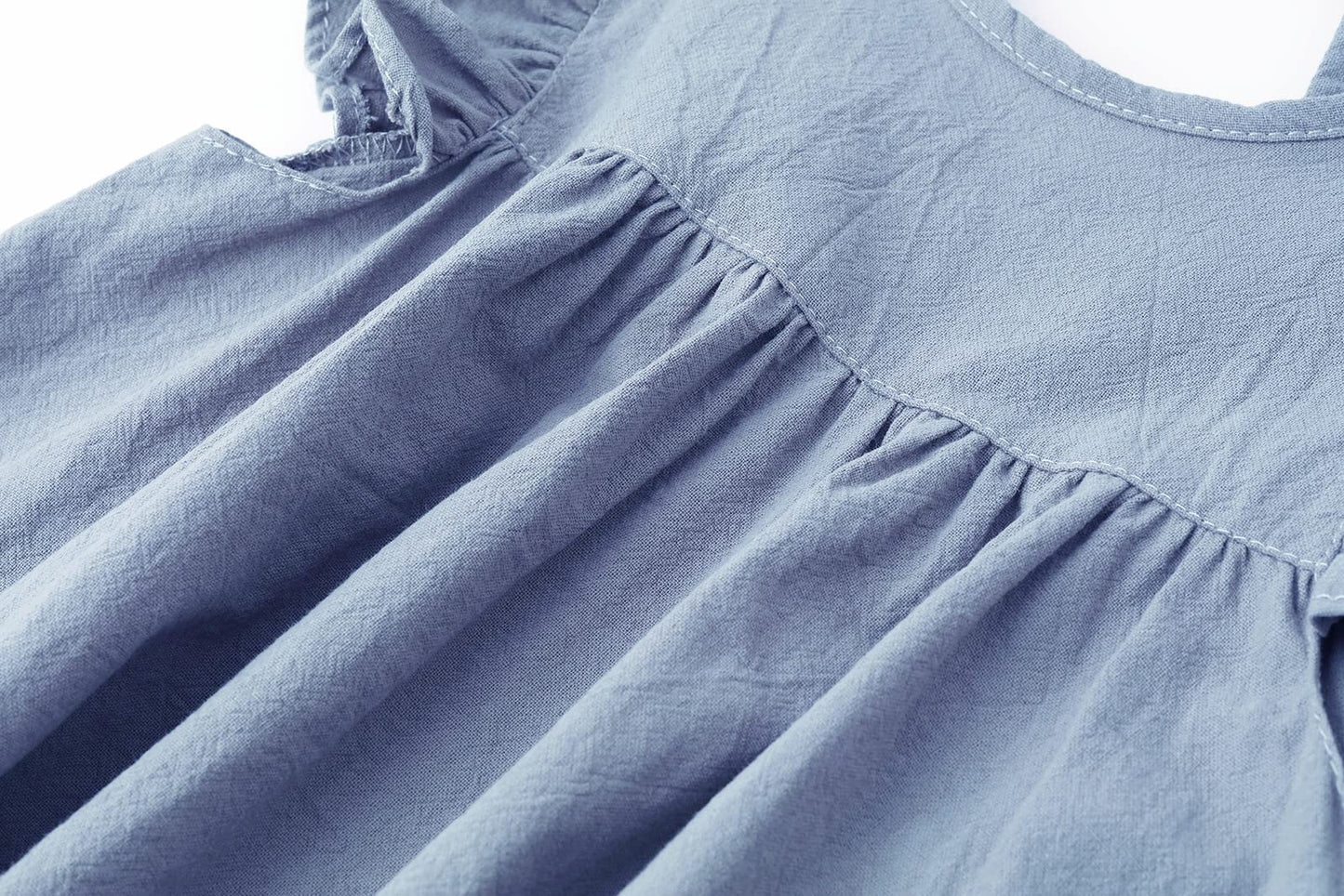 Lyxiof Toddler Baby Girl Cotton Linen Dress Ruffle Sleeve Halter Sleeveless Kids Casual Dresses Smoky Purple 110Cm