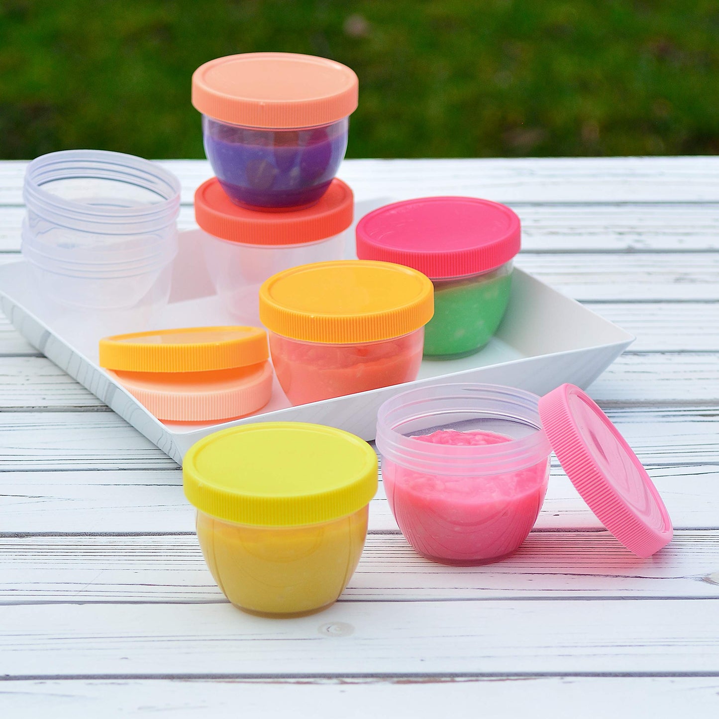 Youngever 18 Sets Baby Food Storage, 6 Ounce Baby Food Containers With Lids, 9 Bright Pink Colors, With Lids Labels