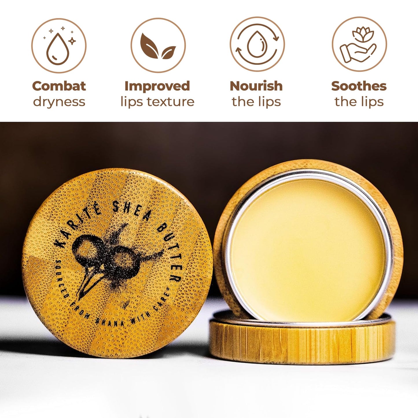 Karit   Baume  Lvres Nourishing Lip Balm - Intense Lip Moisturizer For Dry Lips, Shea Butter, Organic Jojoba & Rosehip Oil Blend