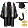 Foaincore 2025 Year Preschool And Kindergarten Graduation Gown Cap Tassel Set With 2025/2025 Charm Printed Stole Grad Gift(Black