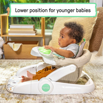 Ingenuity Prop Spot Learn-To-Sit Floor Seat For Baby, Removable Tray, 2 Linkable Toys, Tummy Time Mat, Unisex, For Ages 4-12 Mon