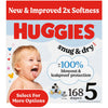 Huggies Size 5 Diapers, Snug & Dry Baby Diapers, Size 5 (27+ Lbs), 168 Count (6 Packs Of 28), Packaging May Vary