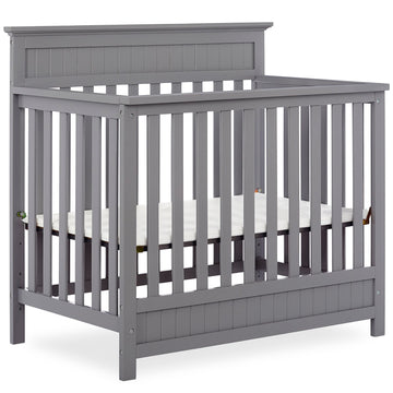 Dream On Me Harbor 4-In-1 Convertible Mini Crib In Storm Grey, Greenguard Gold Certified