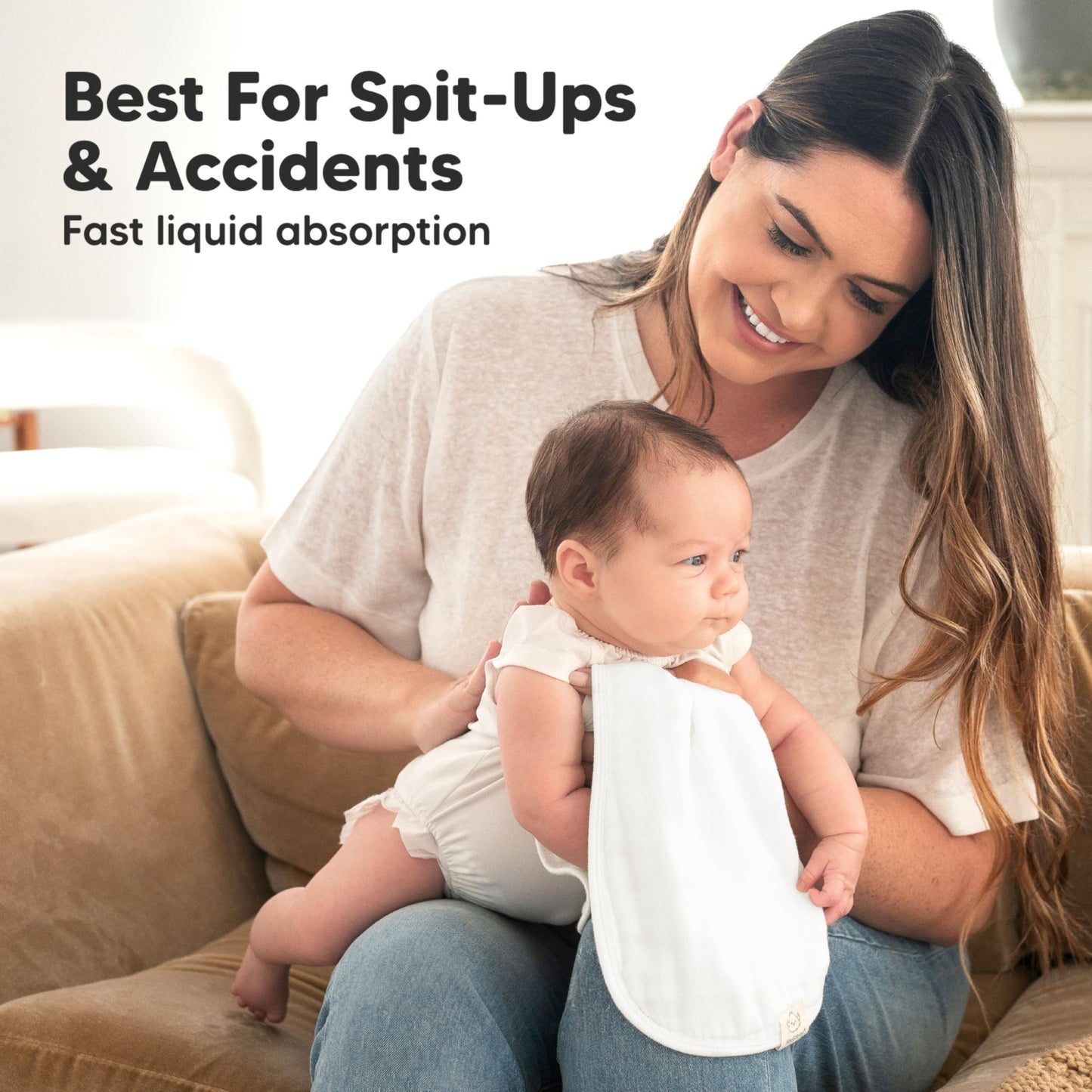 5-Pack Muslin Burp Cloths For Baby Boys And Girls - Super Absorbent Baby Burp Cloth, Viscose Derived From Bamboo Cotton Baby Was