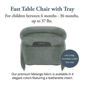 Inglesina Fast Table Chair - Pine Green Melange + Fast Dining Tray - Portable High Chair For Baby Toddlers Infant, 6-36 Months -