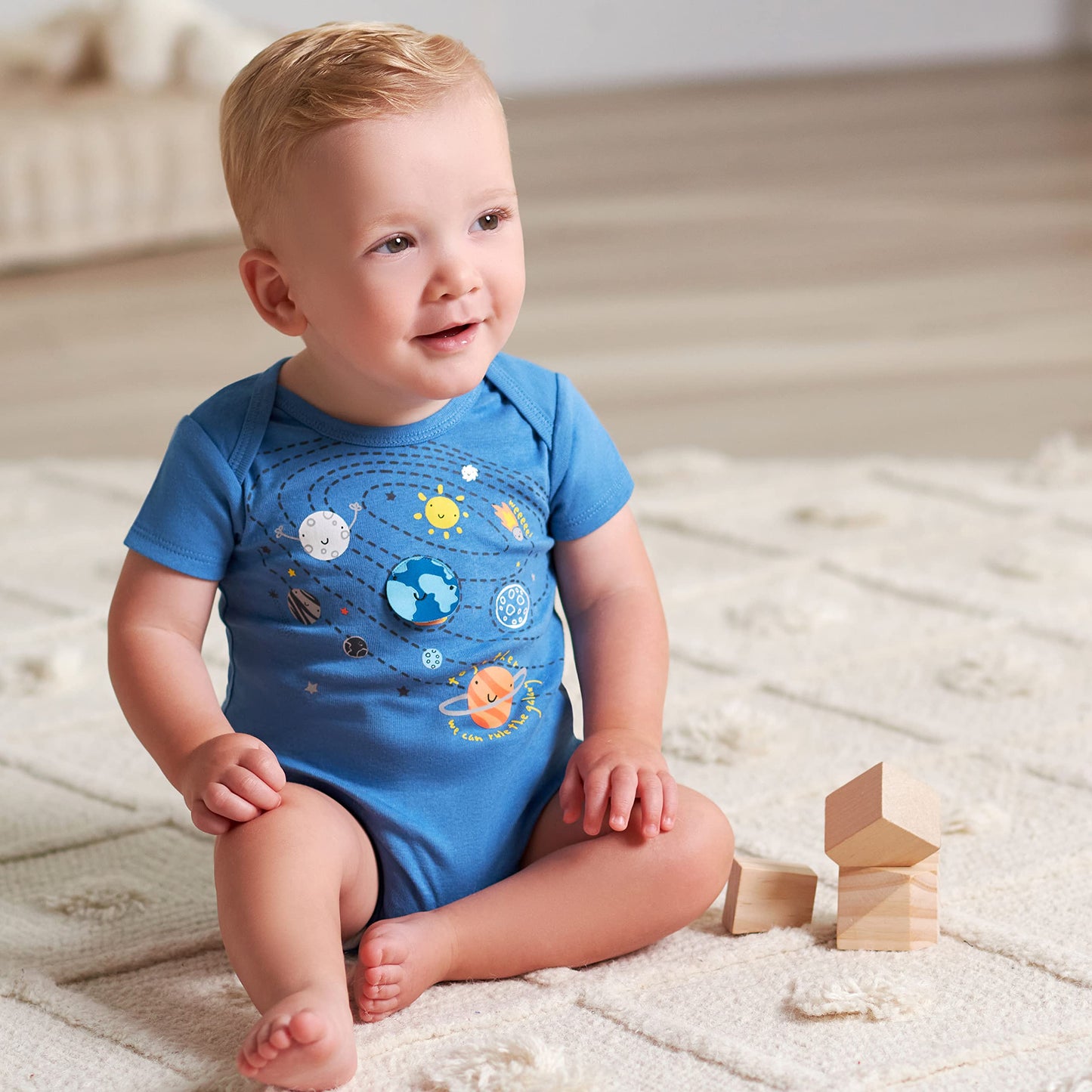 Gerber Baby Boys 5-Pack Short Sleeve Variety Onesies Bodysuits Space Newborn