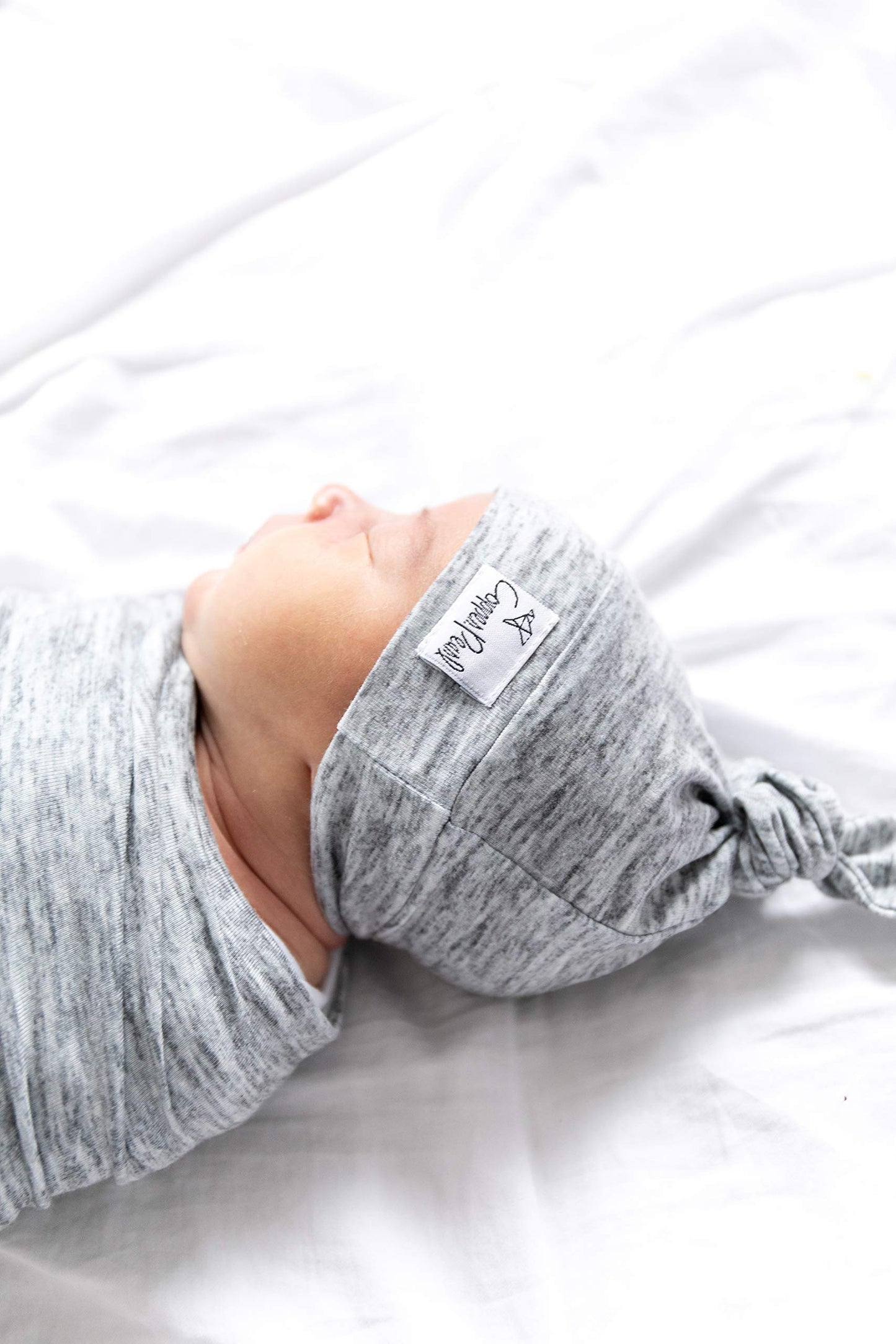 Copper Pearl Baby Beanie Hat Top Knot Stretchy Soft Asher