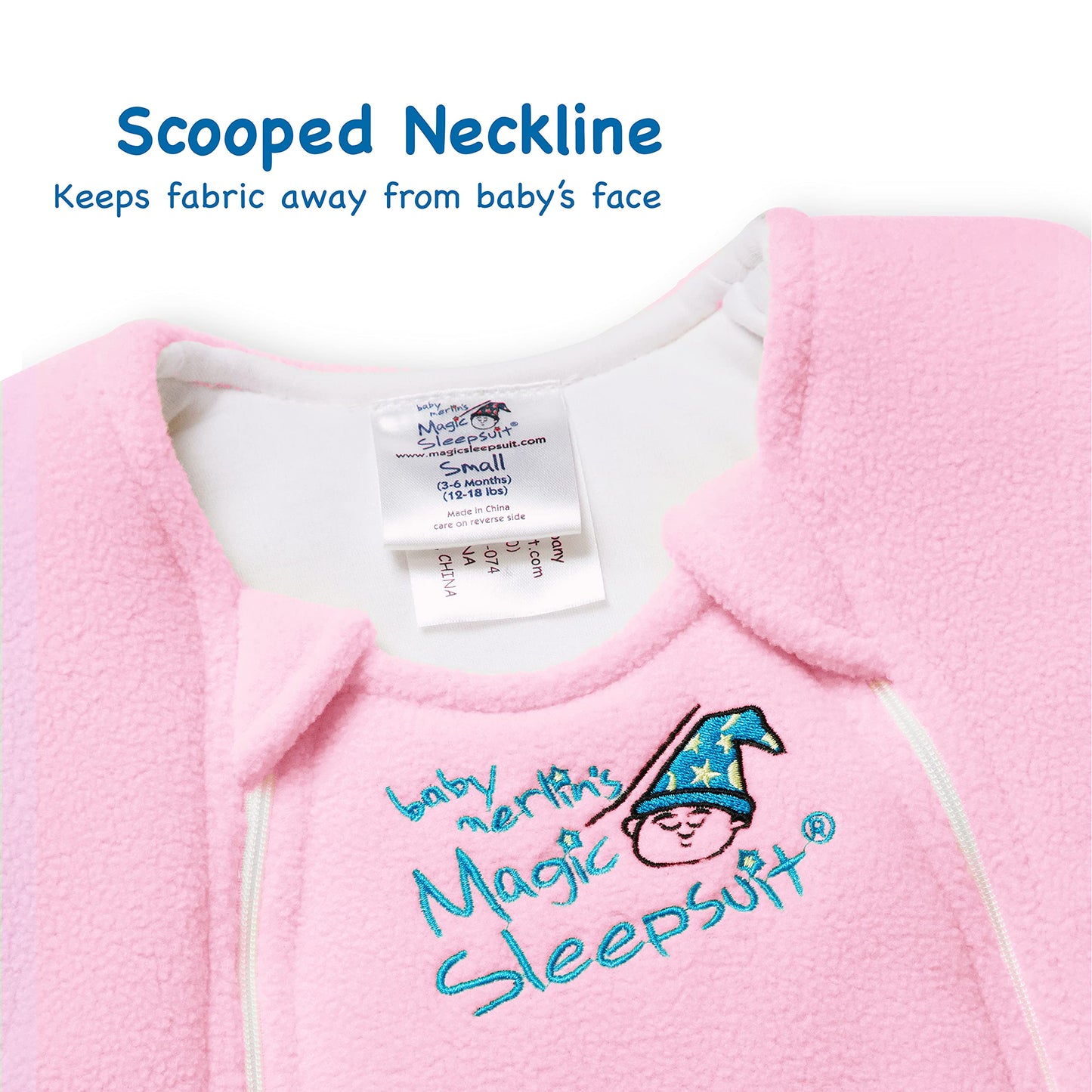 Baby Merlins Magic Sleepsuit - Swaddle Transition Product - Microfleece - Pink - 3-6 Months