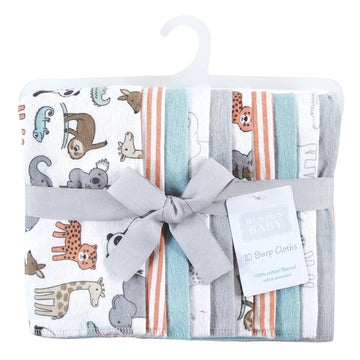 Hudson Baby Unisex Baby Cotton Flannel Burp Cloths, Zoo Animals, One Size