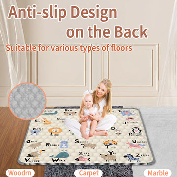 Baby Play Mat 59' X 71', Thickened Soft Floor, Waterproof And Non-Slip Crawling Play Pad, Machine Washable Foldable Crawling M