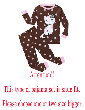 Family Feeling Baby Girls Cat Pajamas Long Sleeve Cotton Brown Infant Kid 18-24 Monthes