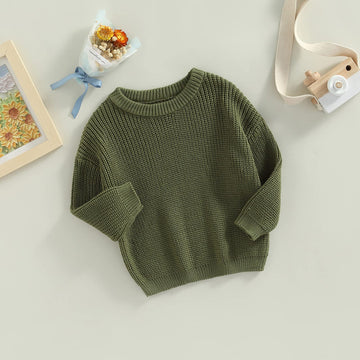 Afunbaby Baby Girl Boy Knit Sweater Blouse Pullover Sweatshirt Warm Crewneck Long Sleeve Tops For Infant Toddler (3-4T,Army Gree