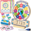Coogam Wooden Clock Teaching Time Toy, Analog Digital Clock with Fly-Telling Time Board Game, Montessori Time Learning Education