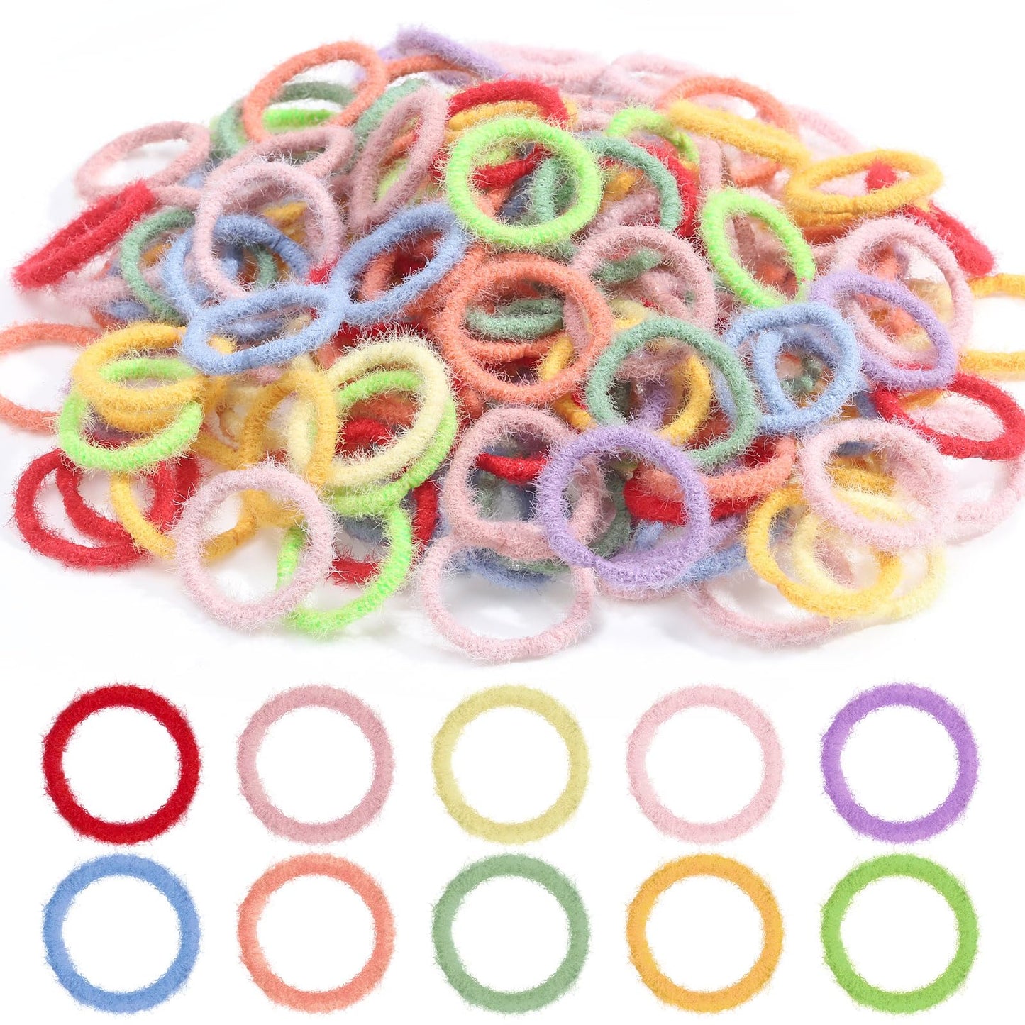obeoby 150 Pack Hair Ties for Little Girls, Soft Baby Hair Ties No Damage Seamless Hair Bands Small Elastic Ponytail Holders Hai