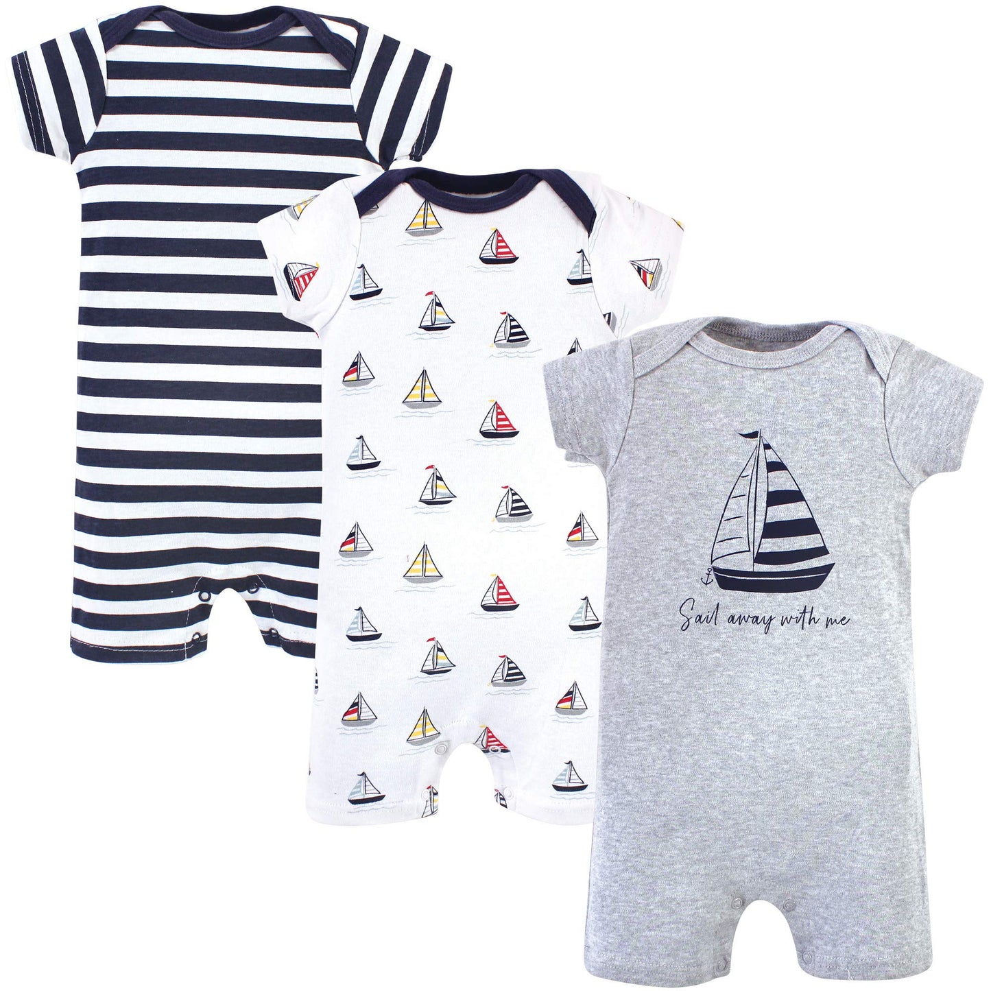 Hudson Baby Unisex Cotton Rompers, Sailboat, 0-3 Months