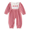 Doisbetthsay Baby Girl Romper Long Sleeve Jumpsuit Hearts Infant Newborn Clothes My First Valentines Baby Girl Outfit (Santa Red