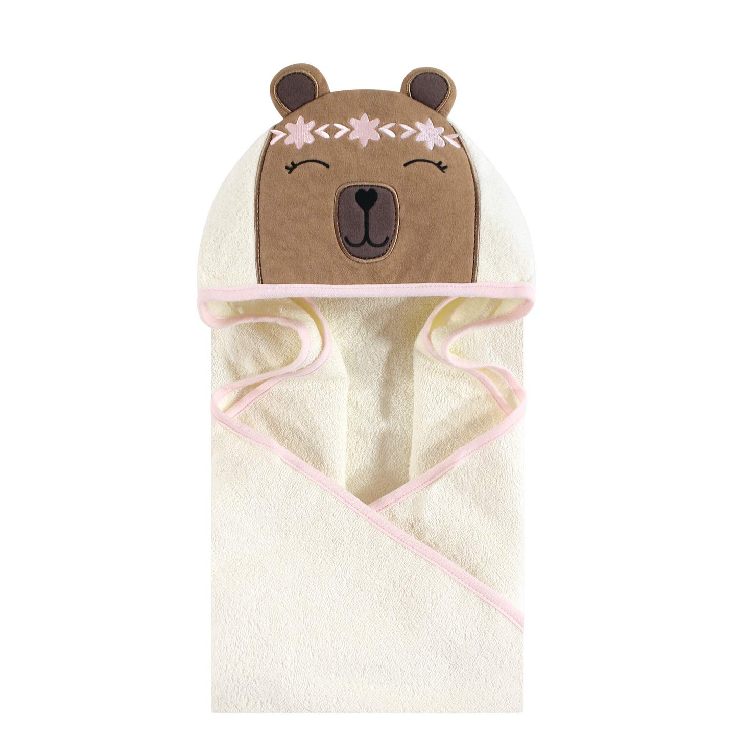 Hudson Baby Unisex Baby Cotton Animal Face Hooded Towel, Boho Bear, One Size