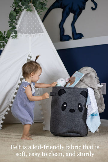 Kids Collapsible Laundry & Toy Basket - Felt Baby Hamper With Strong Handles & Cute Design - Kids & Baby Laundry Basket For Boys