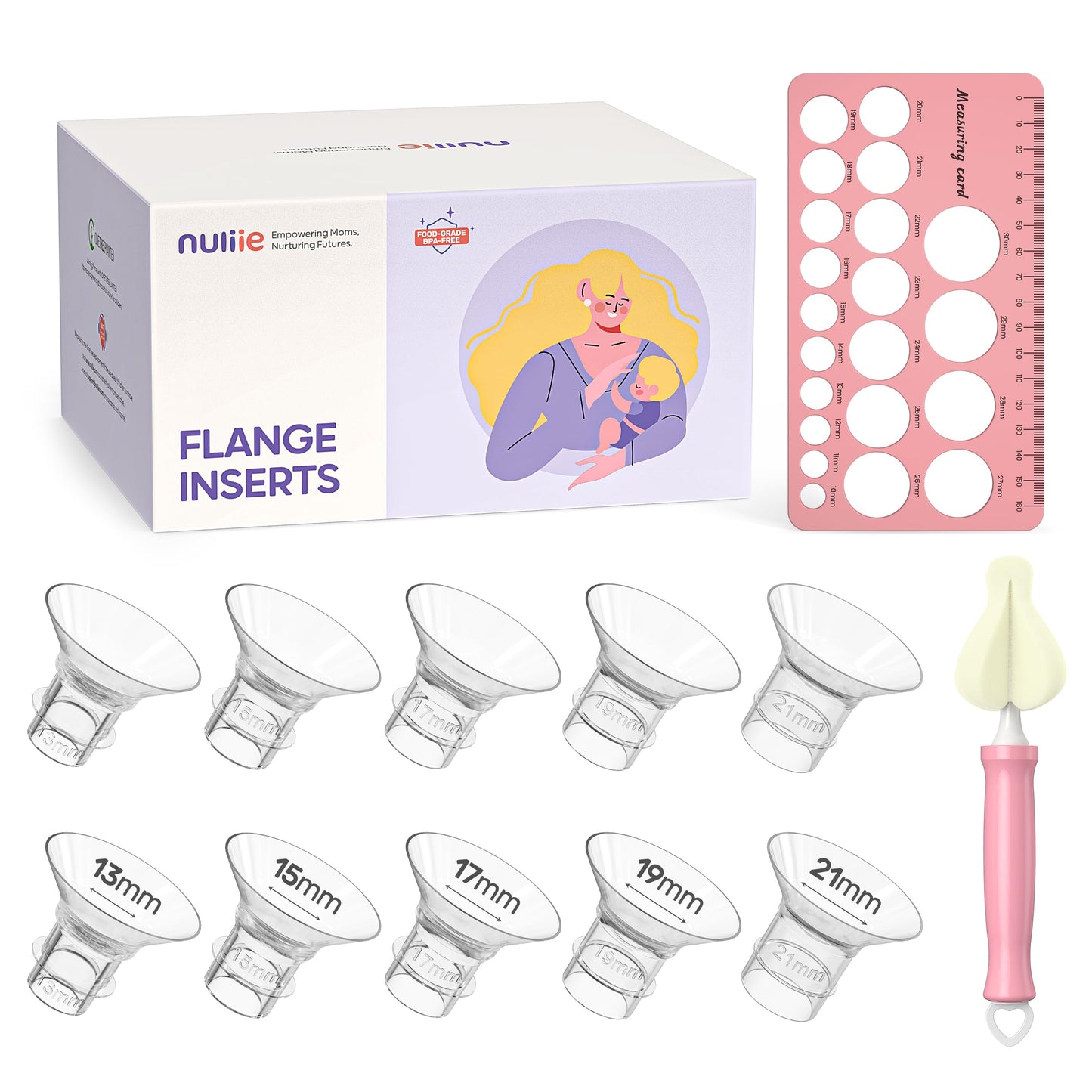Nuliie 10Pcs Flange Sizing Kit 13/15/17/19/21Mm For 24Mm Flange/Shield Of Most Pumps, Silicone Flange Insert For Momcozy/Spectra