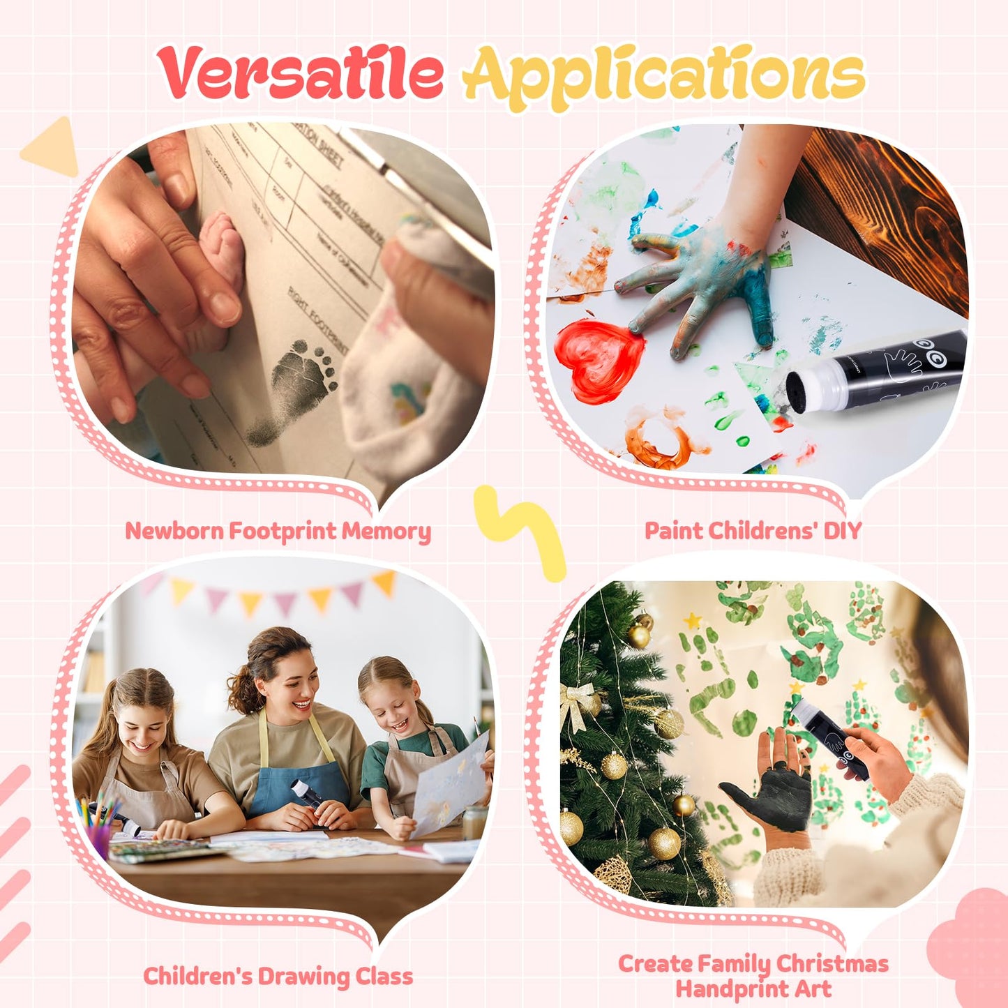 Nabance 2.54 Fl Oz Black Baby Hand And Footprint Friendly Ink Paint, Dog Cat Paw Print Safe Ink, Non-Toxic Acid-Free, Safe Gentl