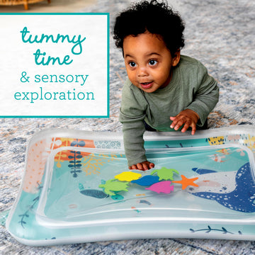 Infantino Jumbo Pat & Play Water Mat, Sea-Themed Mess-Free Water Play For Babies, Supports Tummy Time And Motor Skills Developme