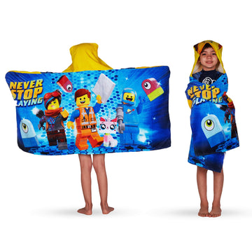 Franco Kids Bath Hooded Towel Wrap, 24 In X 50 In, Lego Movie