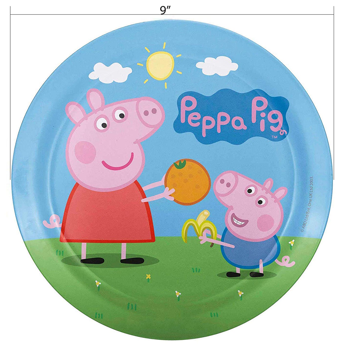 Zak! Peppa Pig - 5-Piece Dinnerware Set - Durable Plastic & Stainless Steel - Includes Tumbler, 8-Inch Plate, 6-Inch Bowl, Fork