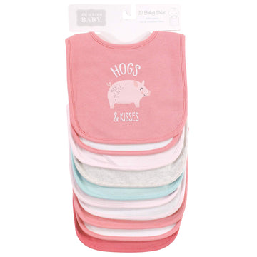 Hudson Baby Unisex Baby Cotton Bibs, Hogs And Kisses, One Size