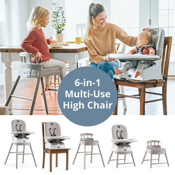 Chicco Stack Hi-Lo 6-In-1 Multi-Use Convertible High Chair, Reclining High Chair For Babies And Toddlers Easy-Clean Baby Booster