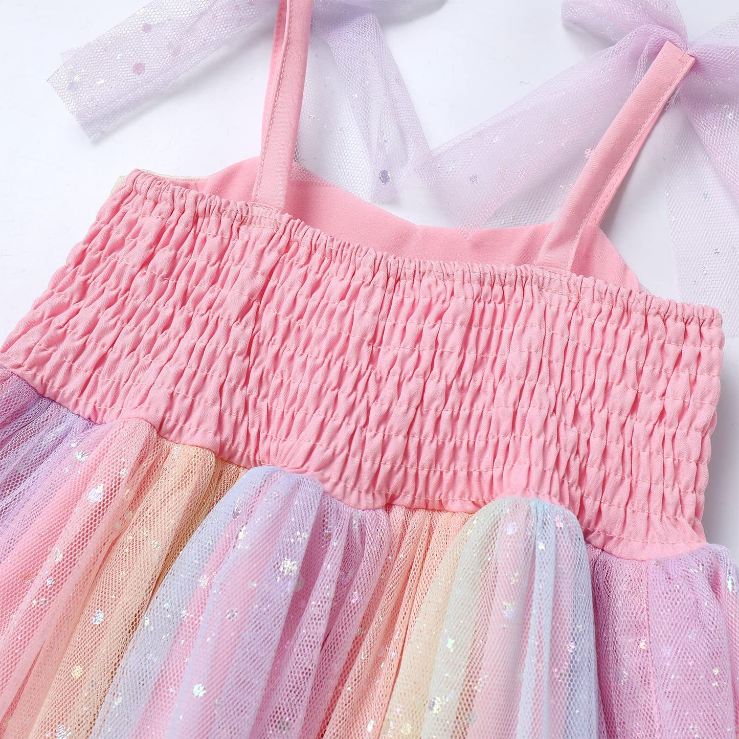 Baby Girls Sequin Rainbow Tutu Dress Summer Sleeveless Tulle Princess Birthday Party Dresses Toddler Little Girl First Communion