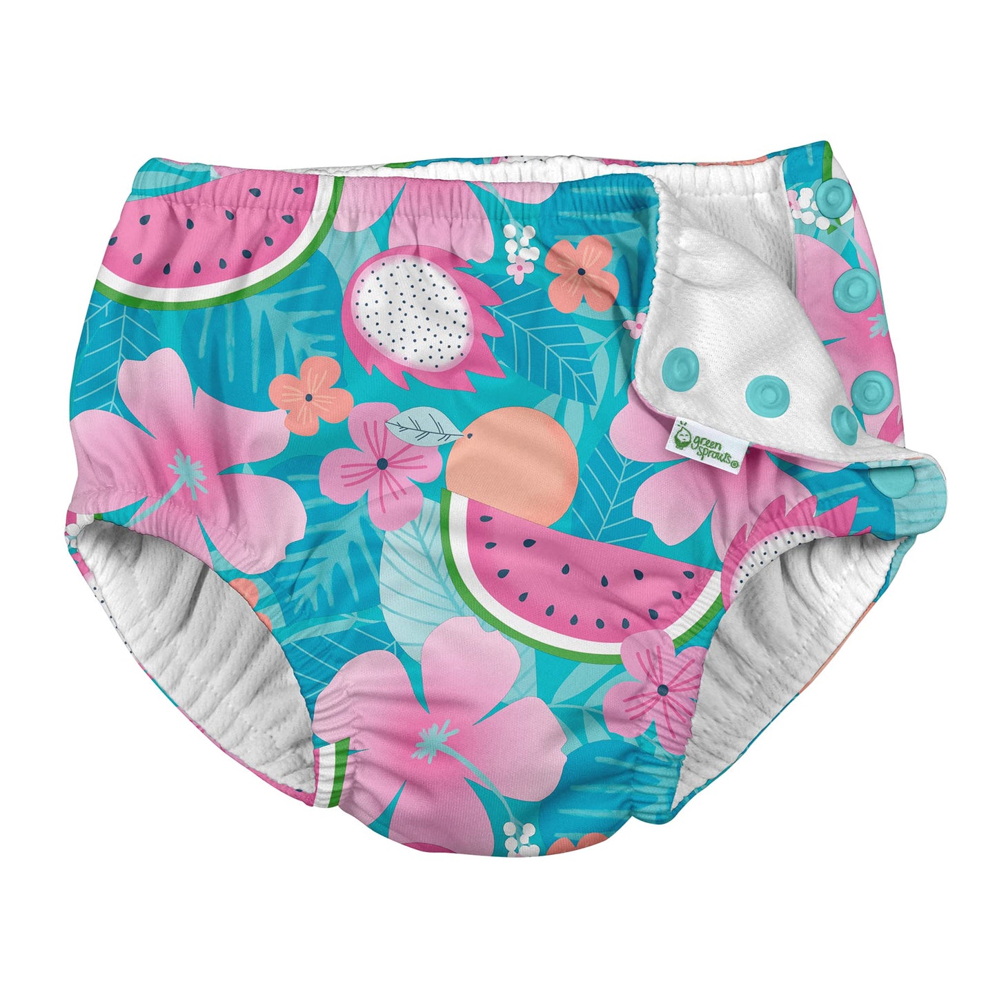 I Play Girls Reusable Absorbent Baby Swim Diapers Aqua Tropical Fruit Floral 6 Months