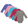 Hanes Unisex Baby Long Sleeve Bodysuit, Ultimate Flexy Boys & Girls, 5-Pack, Pink Turq Purple Set, 0-6 Months Us