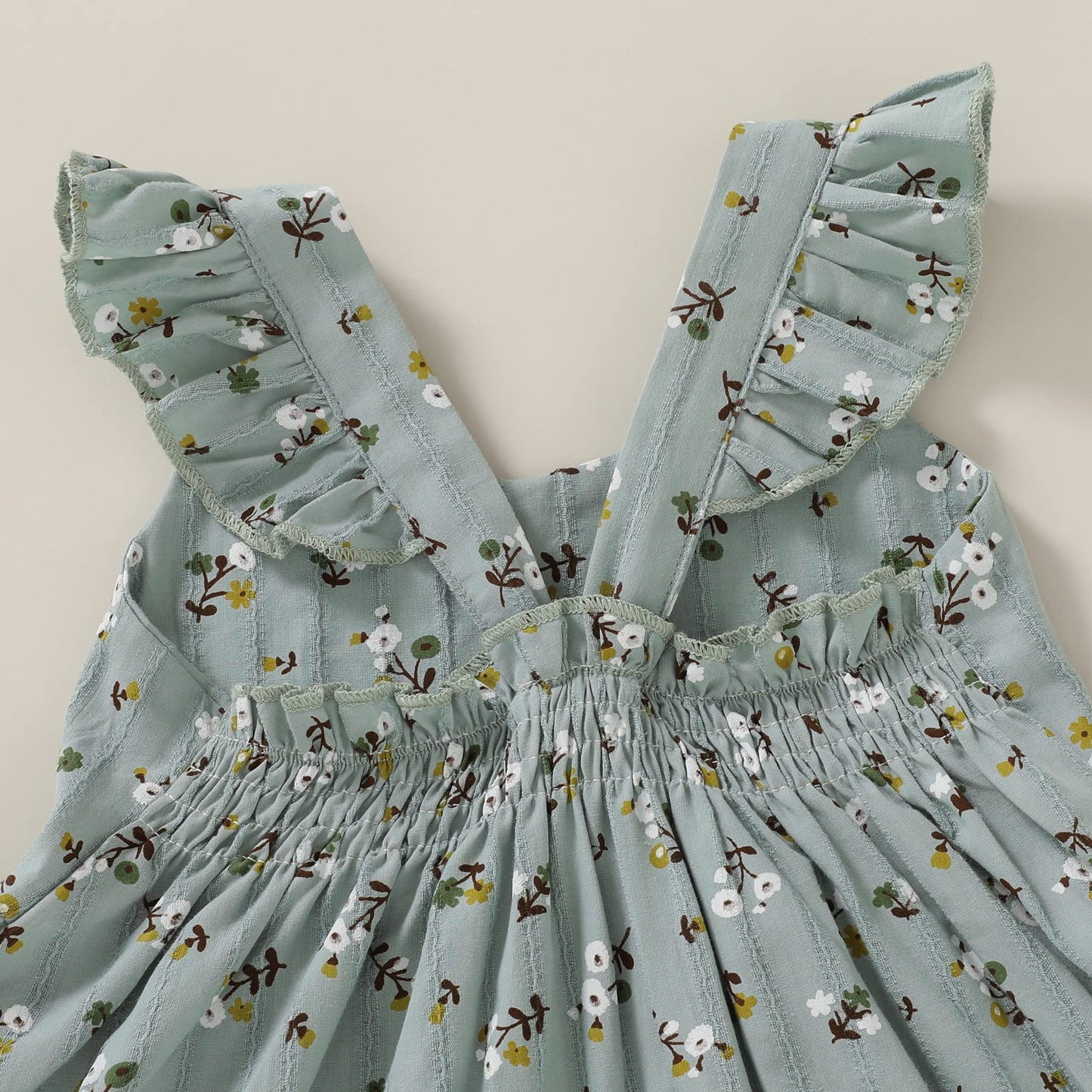 Younger Tree Toddler Baby Girl Dress Summer Outfits Stripe Flutter Sleeve Smocked Dress Kids Causal Boho Dresses Clothes (7-8T,