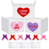 Teecyhooo 3 Sets Embroidery Valentines Day Gift Basket Empty with Handles Love Heart Embroidery Patches Gifts Stuffers Storage