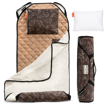 Urban Infant Personalized Tot Cot Kids Nap Mat - Toddler Preschool Daycare Bedding Cover With Blanket And Pillow - Dinosaurs