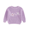Nokpsedcb Baby Girl Cute Long Sleeve Heart Flowers Embroidery Oversized Sweater Toddler Valentine Outfit (Purple Love Flower, 18