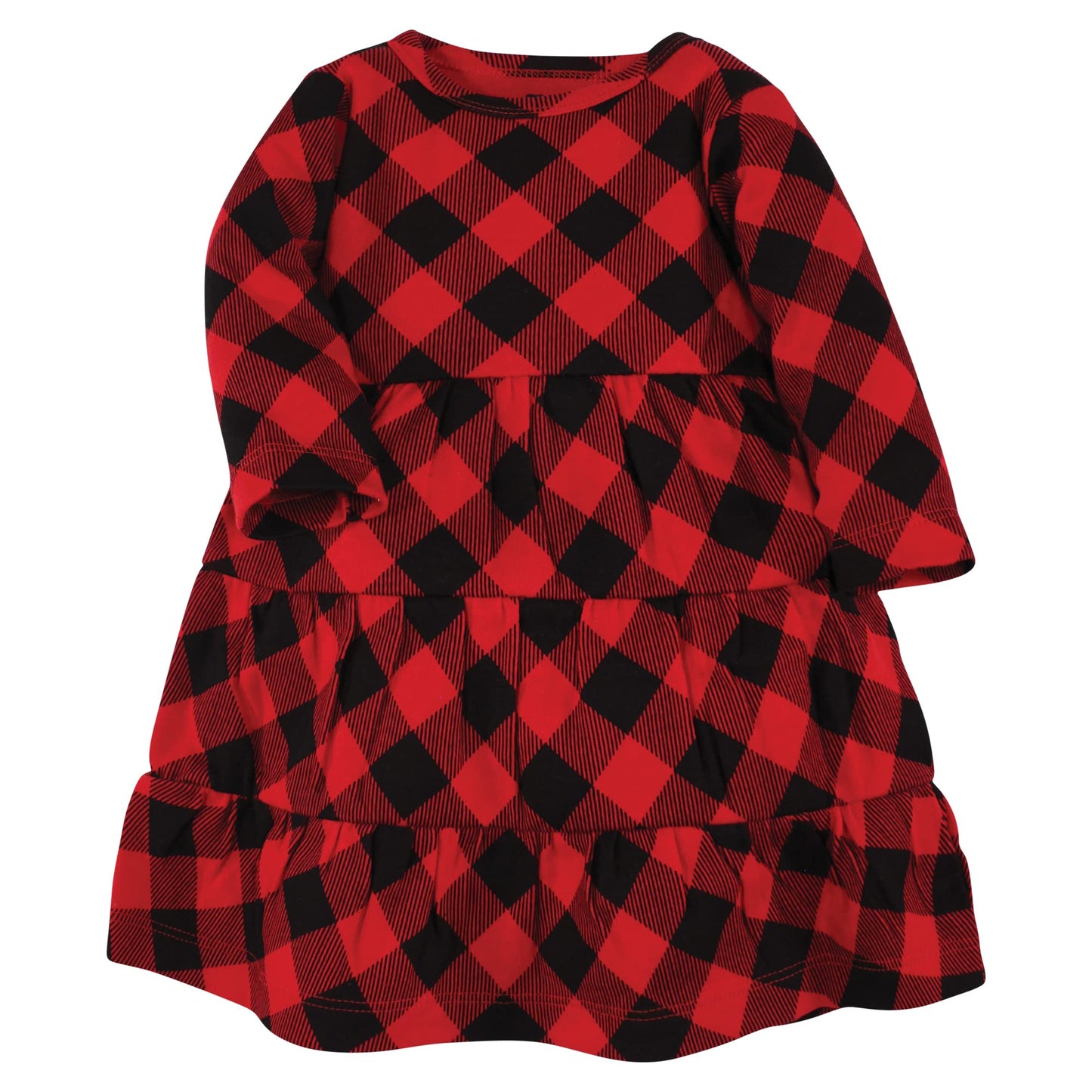 Hudson Baby Infant And Toddler Girl Cotton Dresses, Buffalo Plaid Leopard, 4 Toddler