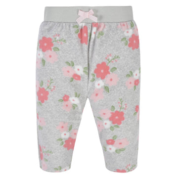 Gerber Baby Girls' 4-Pack Microfleece Pants, Floral, 0-3 Months