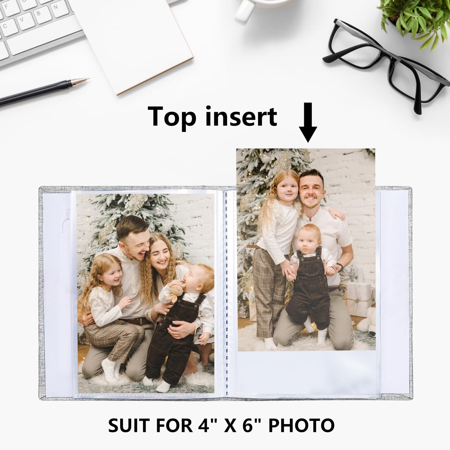 Vienrose Small Photo Album 4X6 Holds 100 Photos 2 Pack, Mini Baby Photo Album Linen Cover For Gifts Wedding Family, Beige