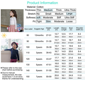 Kisbini Unisex Girls 100% Cotton Long Sleeve T-Shirt Top Tees Matcha 18 Months