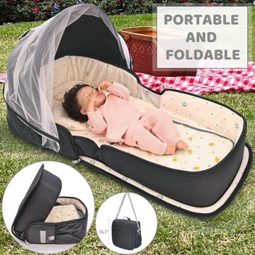 Yvmvdv Portable Travel Bassinet For 0-10M Baby, Portable Travel Baby Bed, Cosleeping Baby Bed With Mosquito Net, Lightweight And