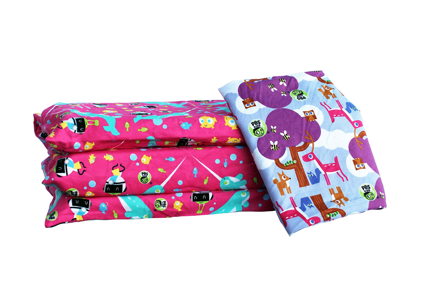 Kindermat + Pbs Kids Friends Kit - 1.5' Thick Full Nap Mat And 2 Washable Covers - 47' X 22', Narwhal Expedition And Woodland