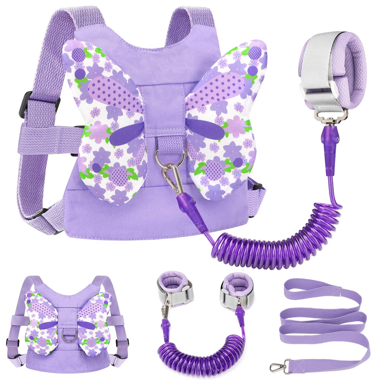 Toddler Harness Leash + Anti Lost Wrist Link, Accmor Kids Butterfly Harnesses With Children Leashes, Cute Baby Leash Walking Ass
