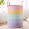 Mojoscend 80L Extra Large Rainbow Baby Girls Hamper Laundry Basket For Kids Nursery Pastel Tall Blanket Basket For Toy Woven Rop