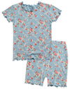 Vaenait Baby Short Sleeve Summer Sleepwear Pajamas 2Pcs Set Shirring Lacy Blue-Short L