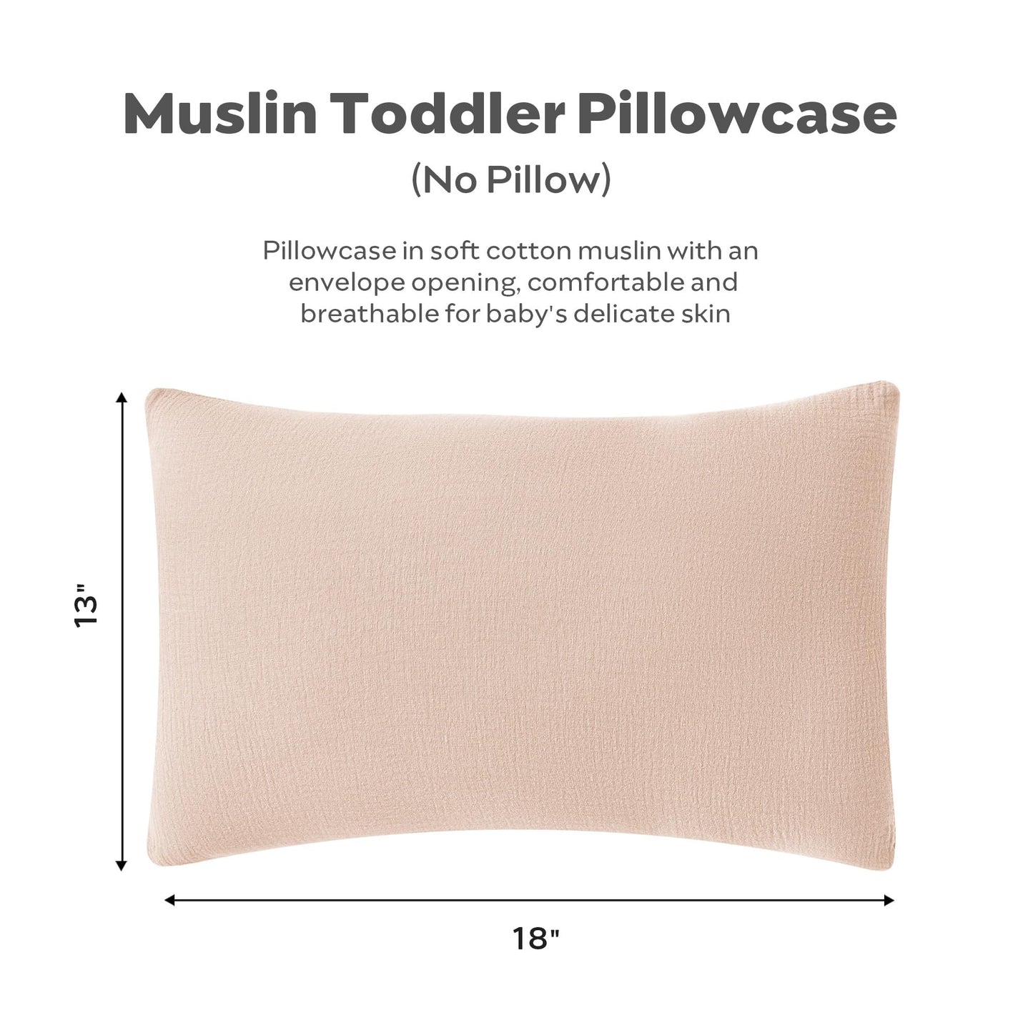 Jellymoni 2 Pack Muslin Toddler Pillowcase For 13X18 Pillow, 100% Cotton Baby Pillow Case Cover For Bed, Toddler Cot And Travel,